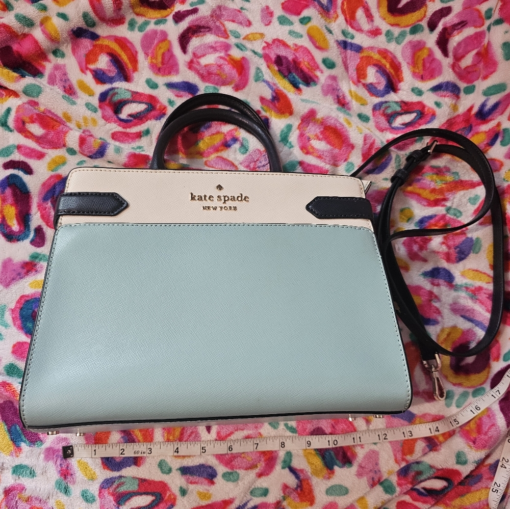 Navy and Robins egg blue Staci satchel